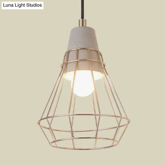 Nordic Style Caged Pendant Lamp - Adjustable Cord Gold Finish