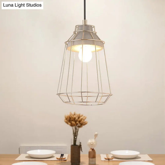 Gold Adjustable Nordic Pendant Light With Caged Design / B