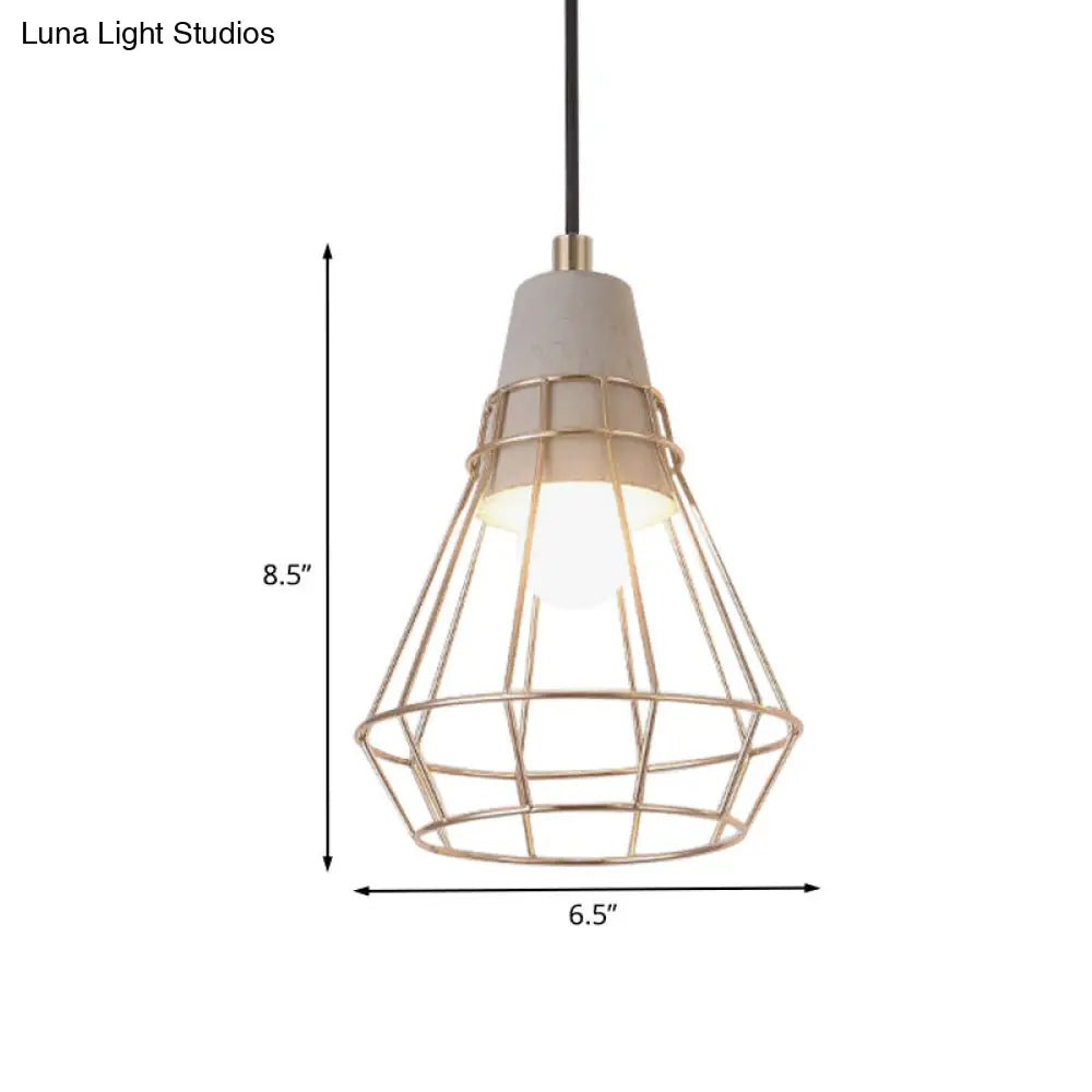 Gold Adjustable Nordic Pendant Light With Caged Design