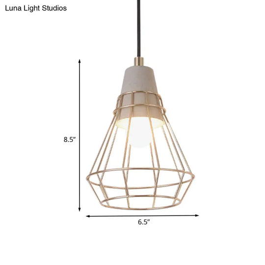 Gold Adjustable Nordic Pendant Light With Caged Design