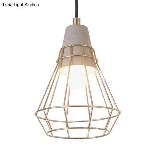 Nordic Style Caged Pendant Lamp - Adjustable Cord Gold Finish