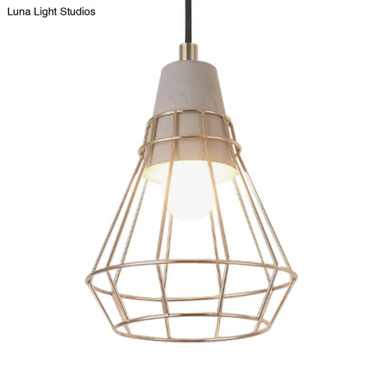 Gold Adjustable Nordic Pendant Light With Caged Design