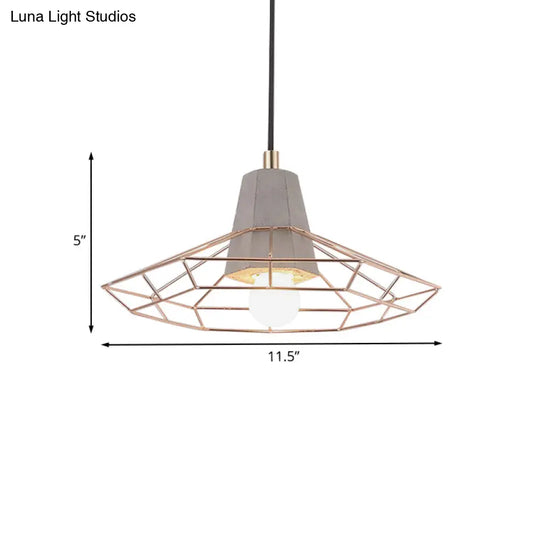 Nordic Style Caged Pendant Lamp - Adjustable Cord Gold Finish