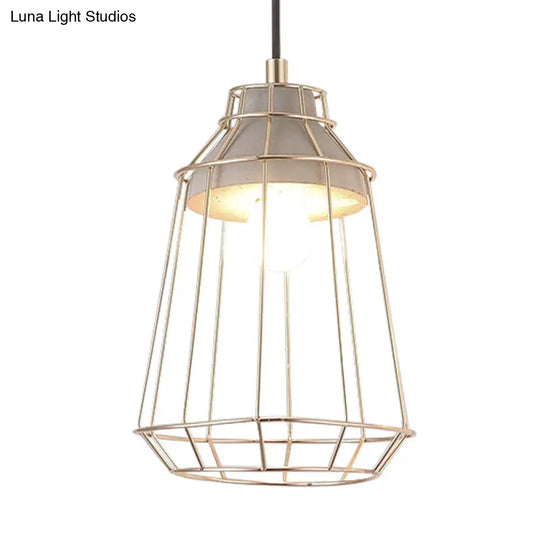 Gold Adjustable Nordic Pendant Light With Caged Design