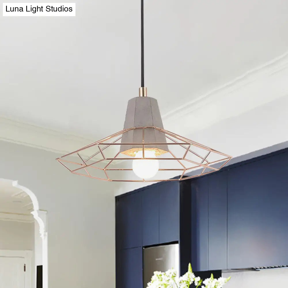 Gold Adjustable Nordic Pendant Light With Caged Design