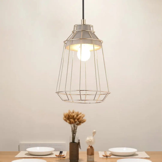 Nordic Style Caged Pendant Lamp - Adjustable Cord Gold Finish / B