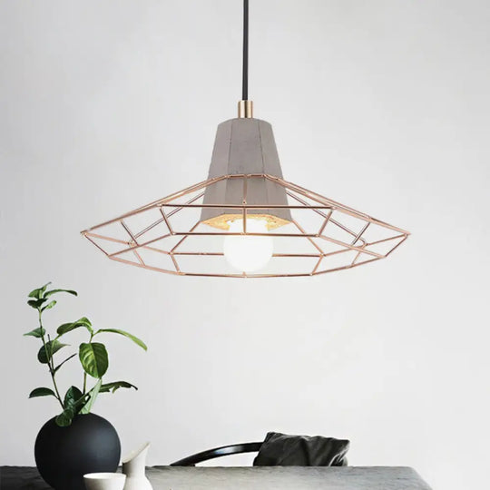 Nordic Style Caged Pendant Lamp - Adjustable Cord Gold Finish / E