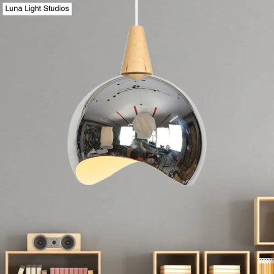 Nordic Style Single Light Mirror Globe Pendant Ceiling Hanging For Corridor Chrome