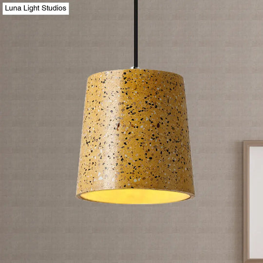 Nordic Style Cement Cone Pendant Lighting - 1 Light Black/White/Brown Hanging Yellow