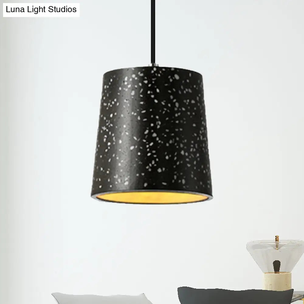 Nordic Style Cement Cone Pendant Lighting - 1 Light Black/White/Brown Hanging Black