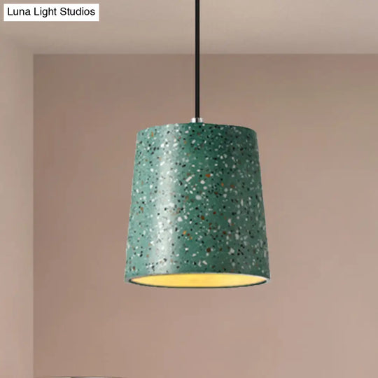 Nordic Style Cement Cone Pendant Lighting - 1 Light Black/White/Brown Hanging Green