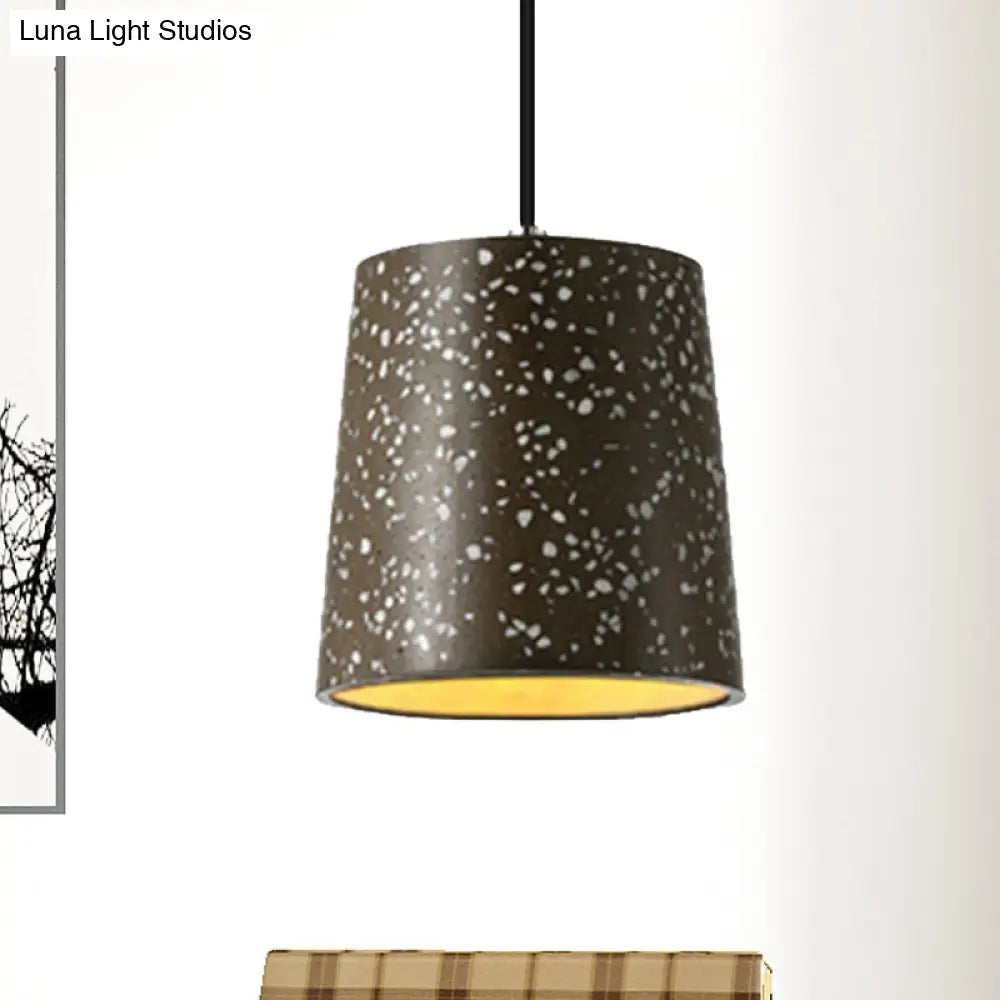 Nordic Style Cement Cone Pendant Lighting - 1 Light Black/White/Brown Hanging