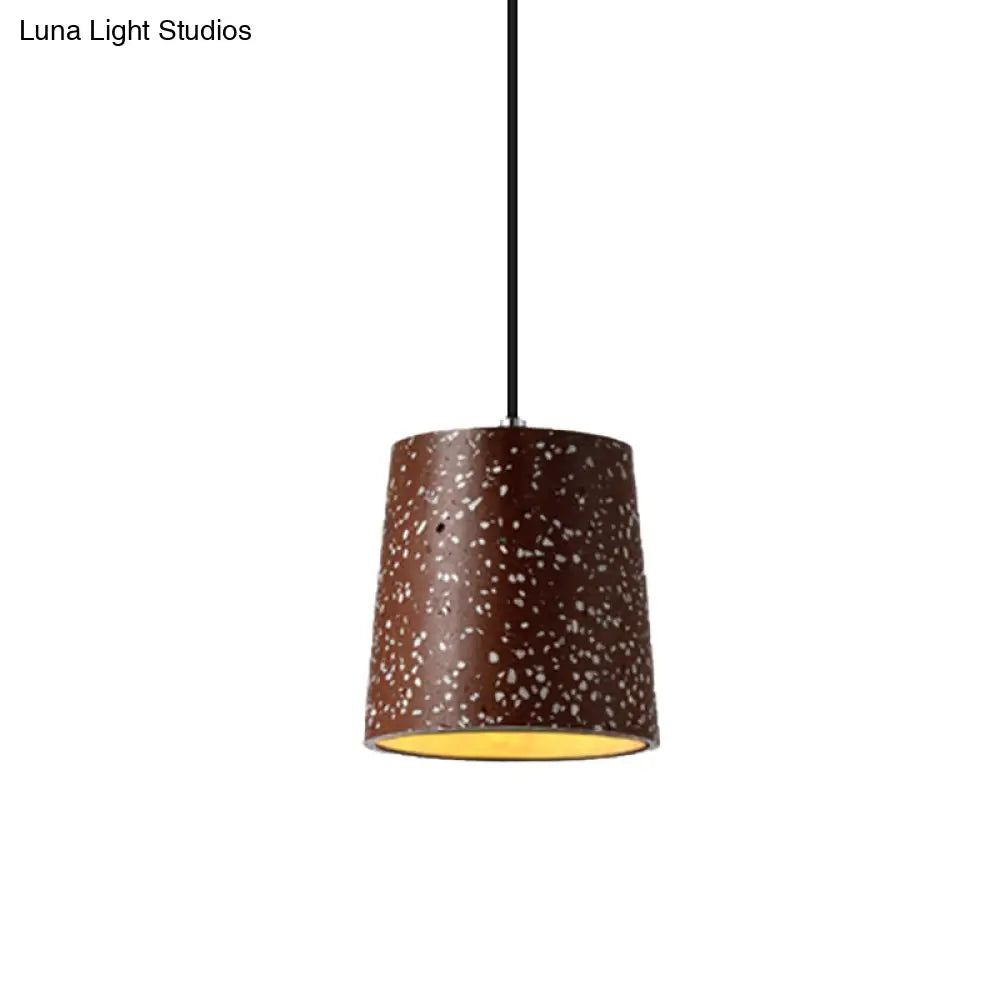 Nordic Style Cement Cone Pendant Lighting - 1 Light Black/White/Brown Hanging