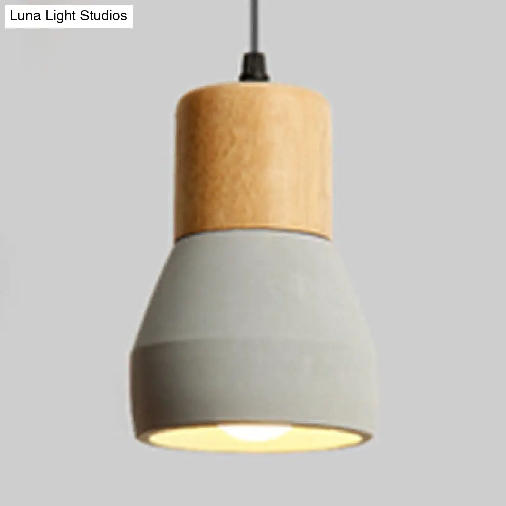 Nordic Style Cement Torch Pendant Lamp For Tea Station With Single Light Grey