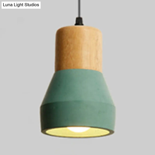 Nordic Style Cement Torch Pendant Lamp For Tea Station With Single Light Green