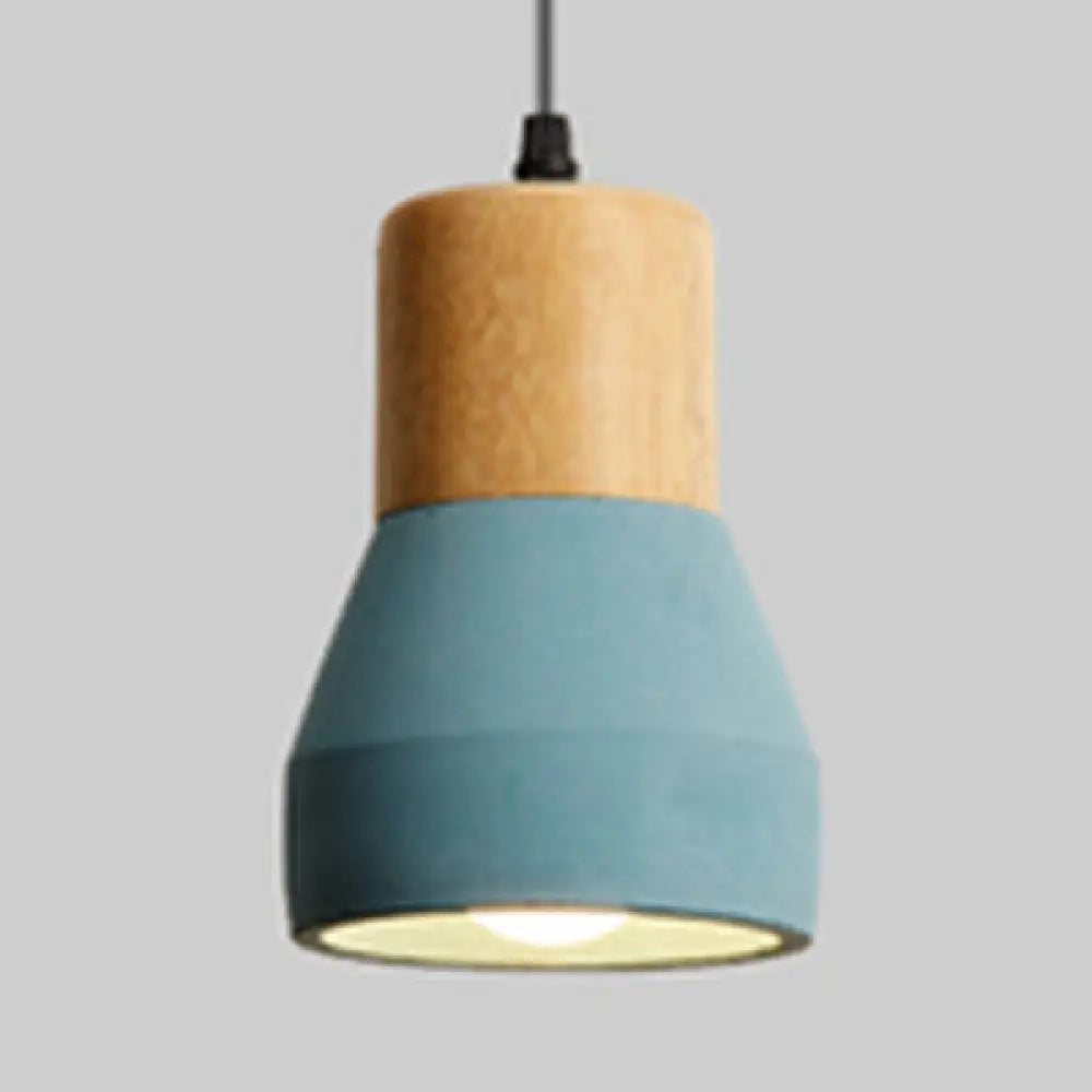 Nordic Style Cement Torch Pendant Lamp For Tea Station - Single Light Blue