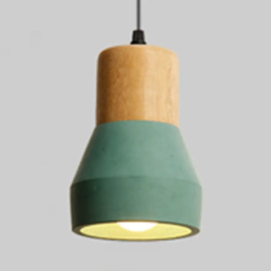 Nordic Style Cement Torch Pendant Lamp For Tea Station - Single Light Green