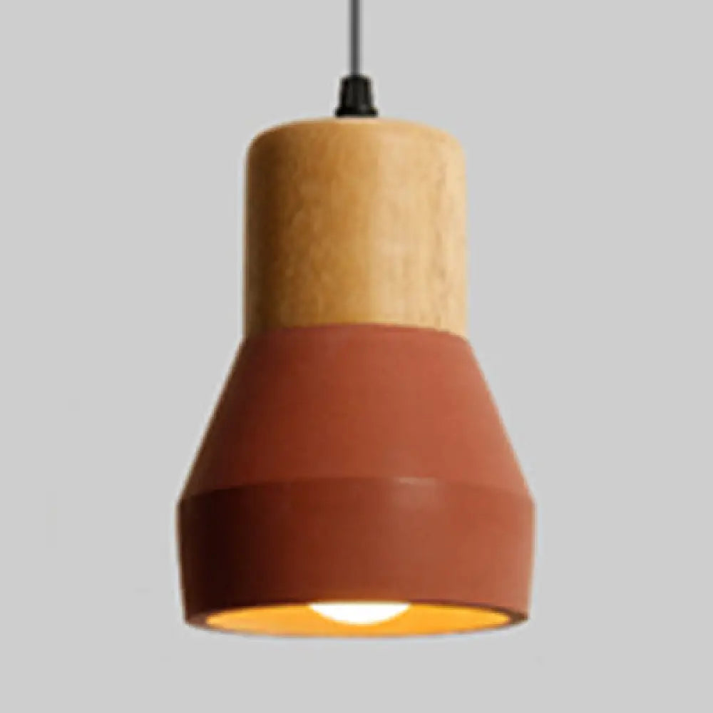 Nordic Style Cement Torch Pendant Lamp For Tea Station - Single Light Red