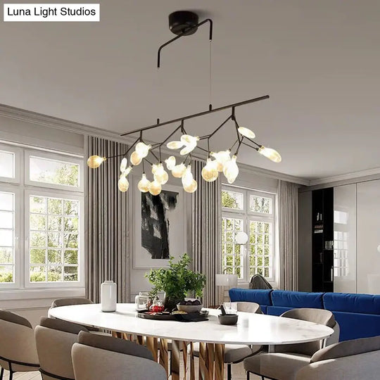 Nordic Style Clear Glass Led Ceiling Pendant Light For Dining Room - Branched Firefly Island Fixture