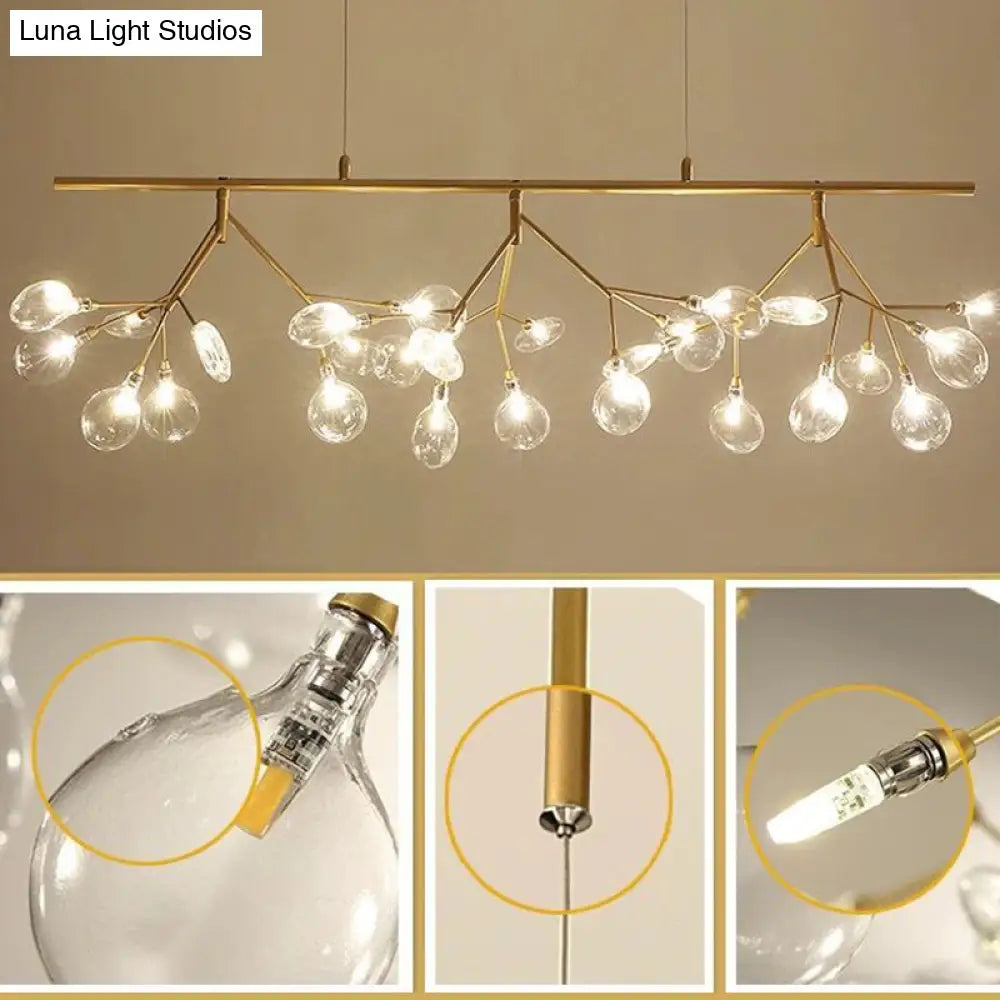 Nordic Style Clear Glass Led Dining Room Pendant Light - Firefly Island Branch Design Lighting