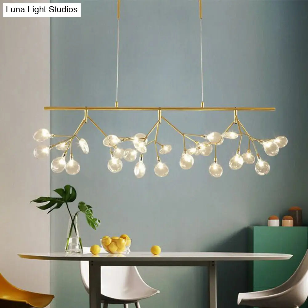 Nordic Style Clear Glass Led Ceiling Pendant Light For Dining Room - Branched Firefly Island Fixture