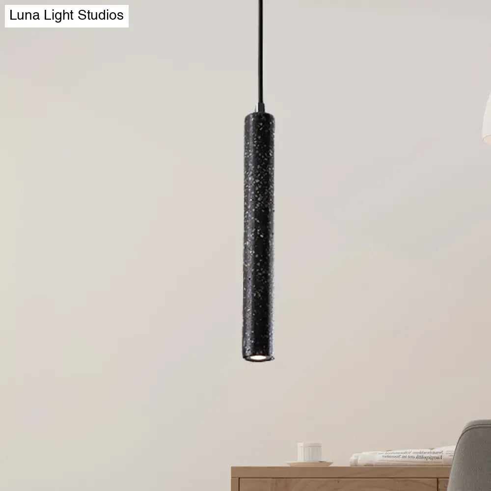 Nordic Style Concrete Tube Pendant Light - 12/21.5H Black/White/Yellow