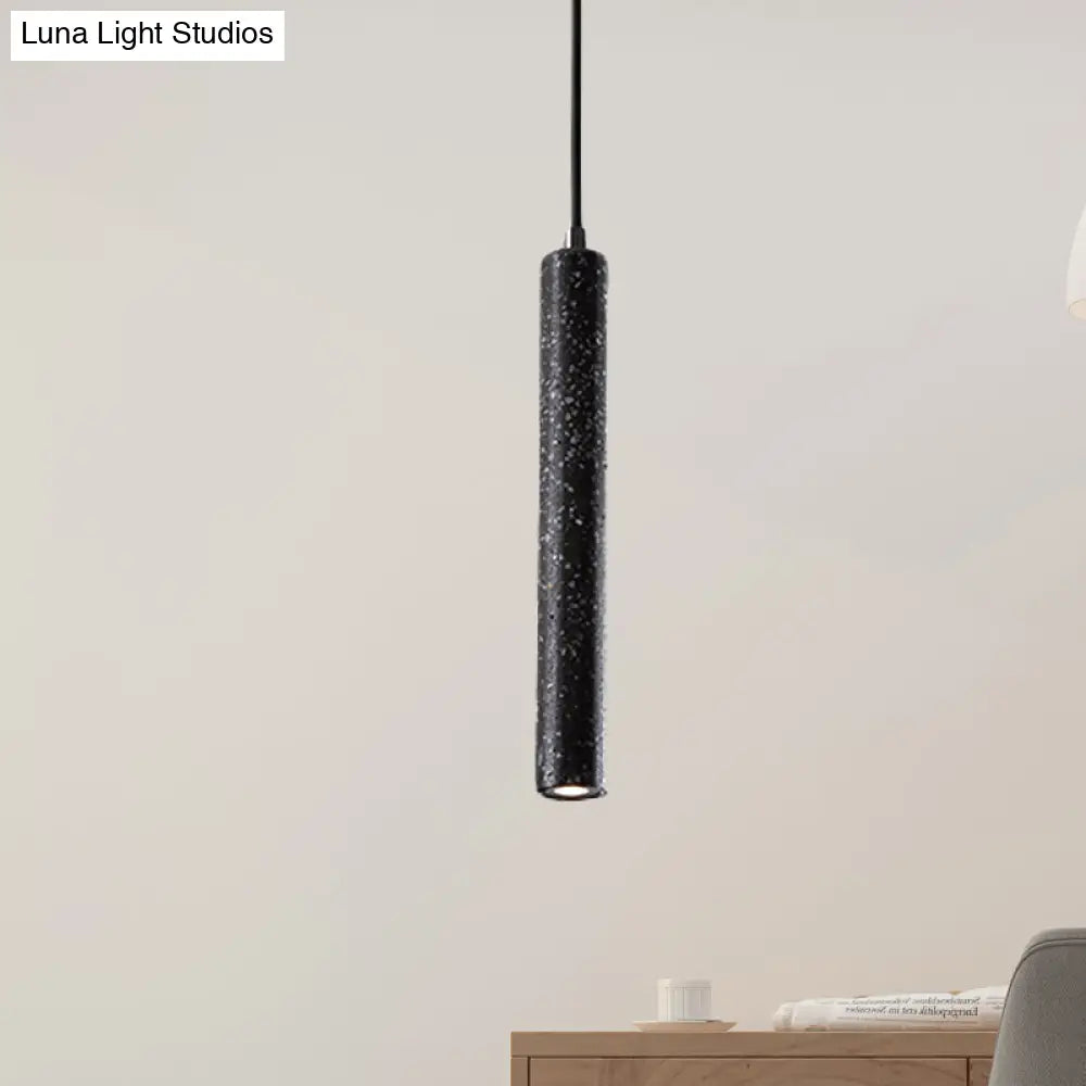 Nordic Style Concrete Pendant Light - 12’/21.5’H Tube 1 Black/White/Yellow