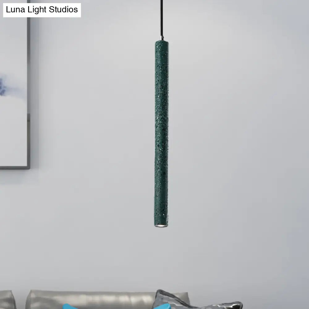 Nordic Style Concrete Tube Pendant Light - 12/21.5H Black/White/Yellow Green / 21.5