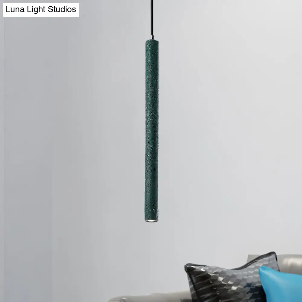 Nordic Style Concrete Tube Pendant Light - 12/21.5H Black/White/Yellow