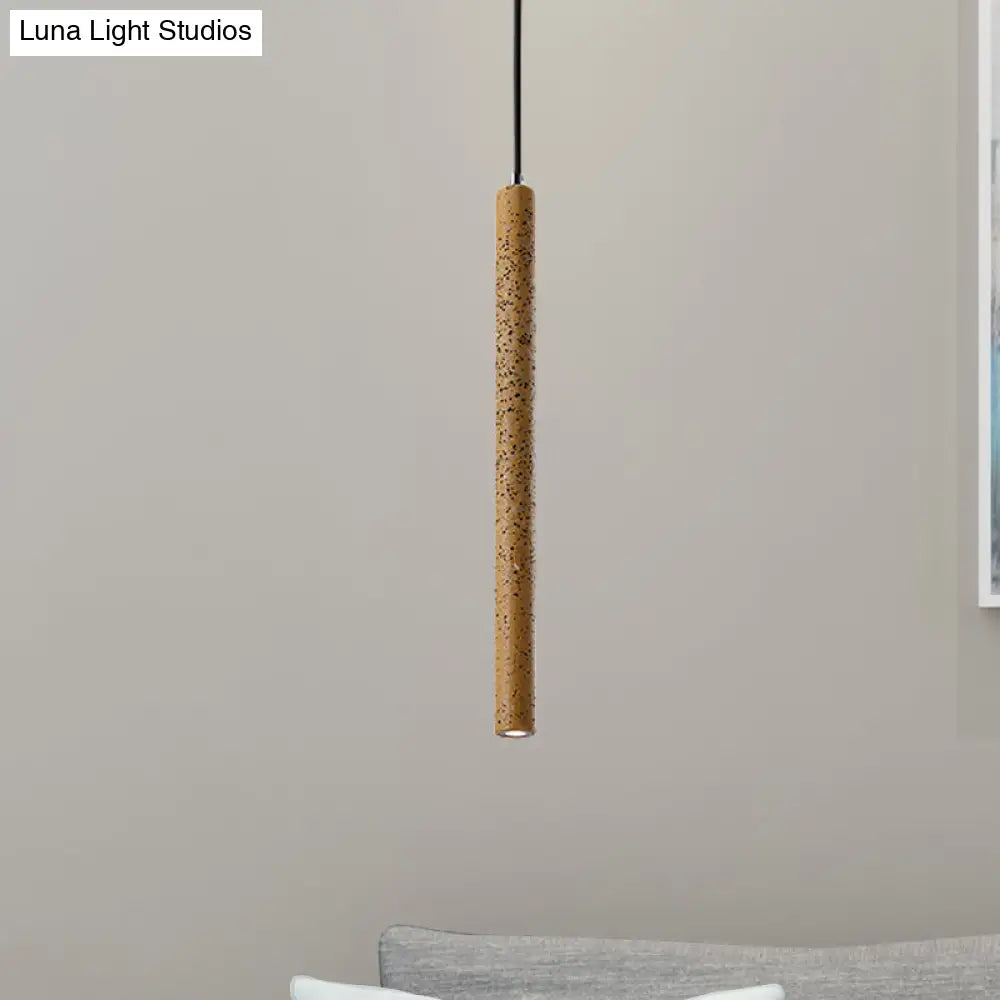 Nordic Style Concrete Tube Pendant Light - 12/21.5H Black/White/Yellow