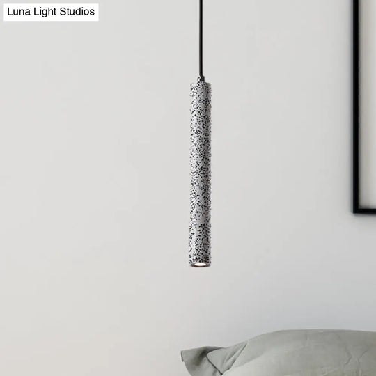 Nordic Style Concrete Tube Pendant Light - 12/21.5H Black/White/Yellow White / 12