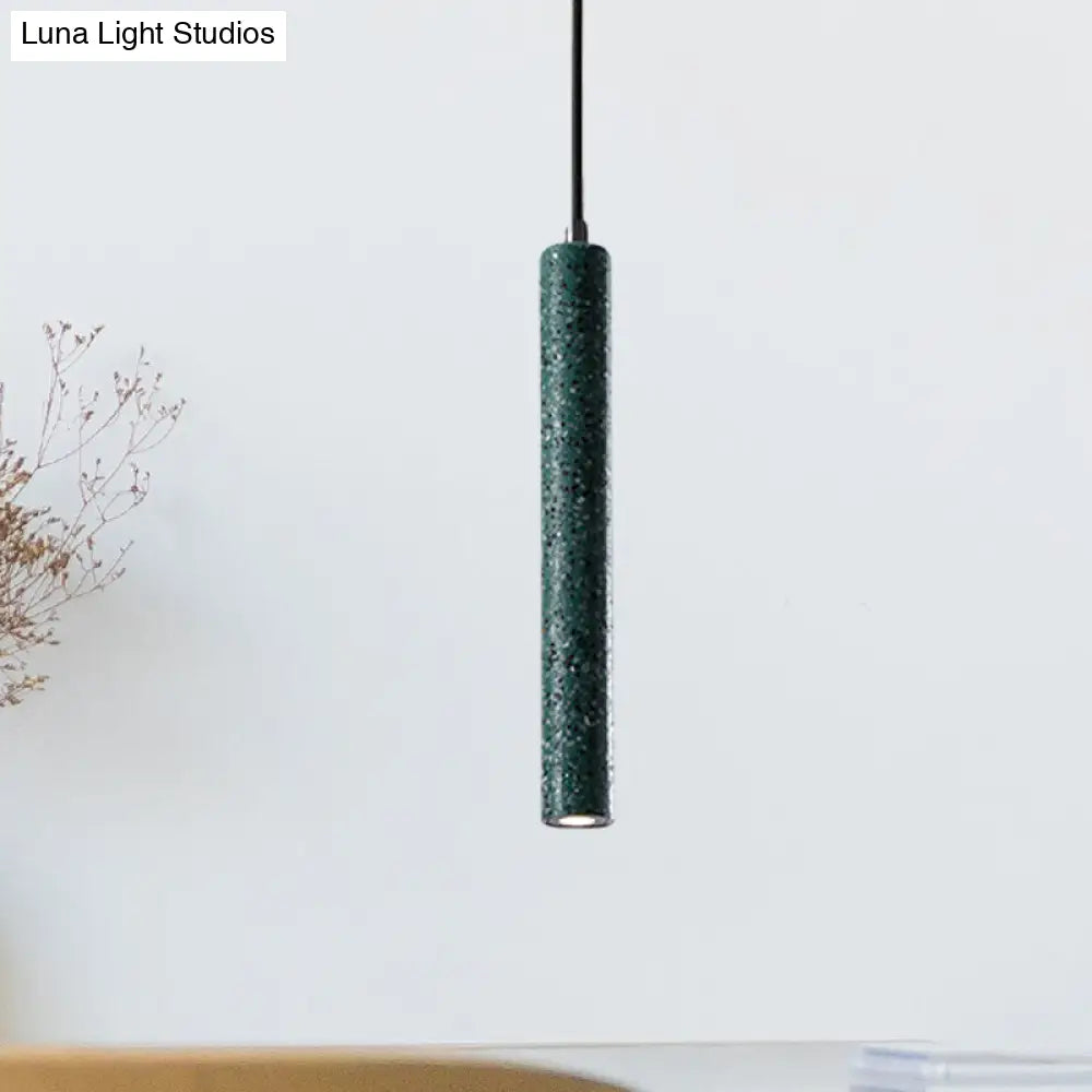 Nordic Style Concrete Tube Pendant Light - 12/21.5H Black/White/Yellow