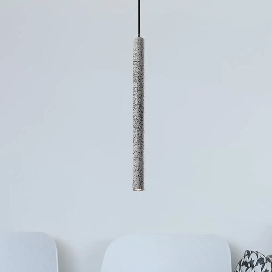 Nordic Style Concrete Pendant Light - 12’/21.5’H Tube 1 Black/White/Yellow White / 21.5’