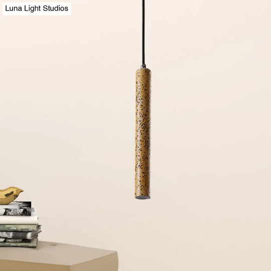 Nordic Style Concrete Tube Pendant Light - 12/21.5H Black/White/Yellow