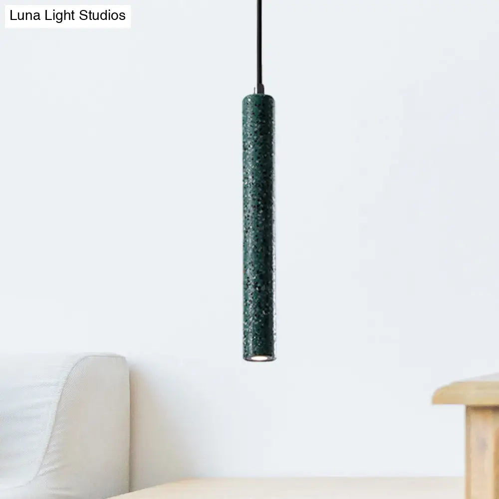 Nordic Style Concrete Tube Pendant Light - 12/21.5H Black/White/Yellow Green / 12