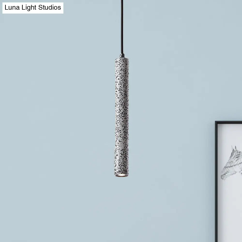 Nordic Style Concrete Tube Pendant Light - 12/21.5H Black/White/Yellow