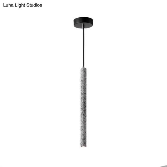 Nordic Style Concrete Tube Pendant Light - 12/21.5H Black/White/Yellow