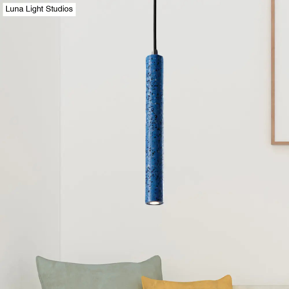 Nordic Style Concrete Tube Pendant Light - 12/21.5H Black/White/Yellow Blue / 12