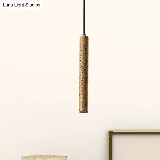 Nordic Style Concrete Tube Pendant Light - 12/21.5H Black/White/Yellow Yellow / 12