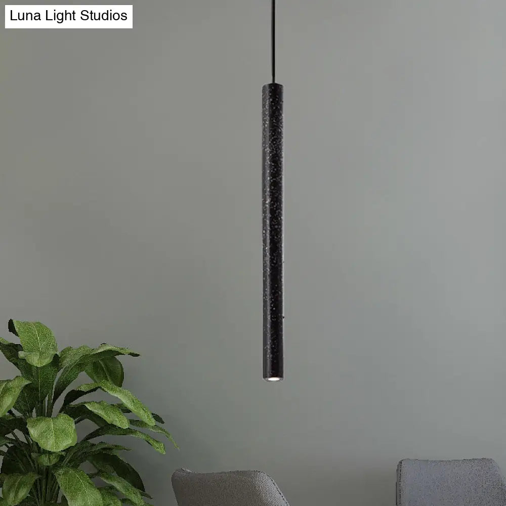 Nordic Style Concrete Tube Pendant Light - 12/21.5H Black/White/Yellow Black / 21.5