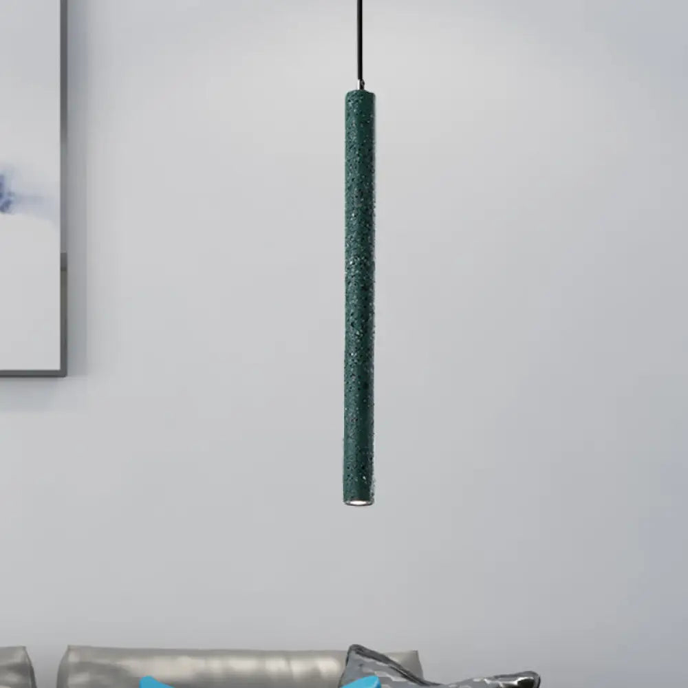 Nordic Style Concrete Pendant Light - 12’/21.5’H Tube 1 Black/White/Yellow Green / 21.5’