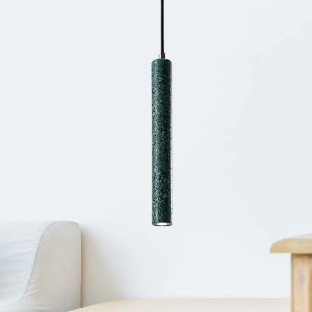 Nordic Style Concrete Pendant Light - 12’/21.5’H Tube 1 Black/White/Yellow Green / 12’