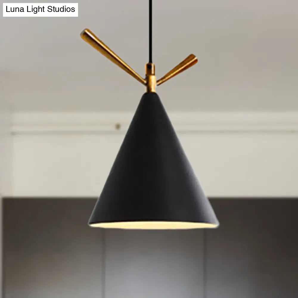 Nordic Style Cone Pendant Light - Metal Hanging Lamp For Restaurant & Coffee Shop Black