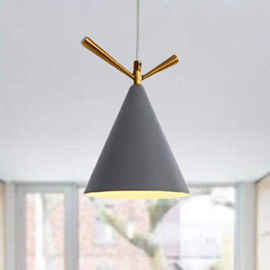 Nordic Style Cone Pendant Light For Restaurant/Coffee Shop - 1-Light Hanging Lamp Grey