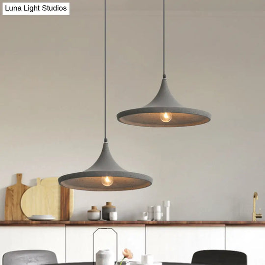 Nordic Style Cement Pendant Light With Cone Shade - 1 Grey Ceiling Hanging Fixture