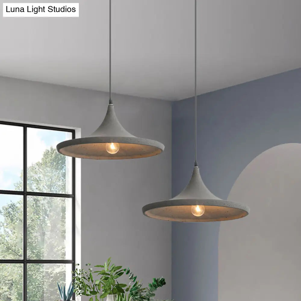 Nordic Style Cone Shade Pendant Light In Grey Cement - Hanging Ceiling Lamp (1-Light)