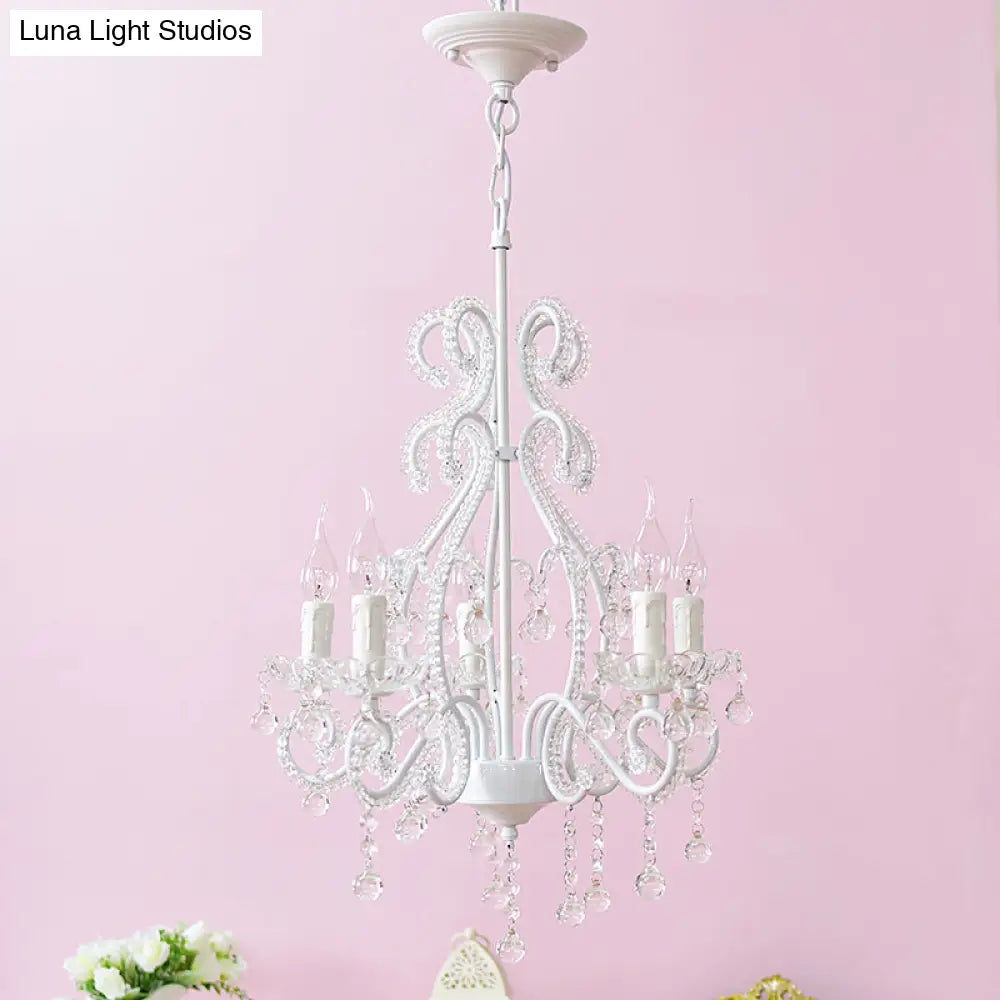 Nordic Style Crystal Chandelier For Girls Bedroom: Elegant Pendant Lighting With Candle Element