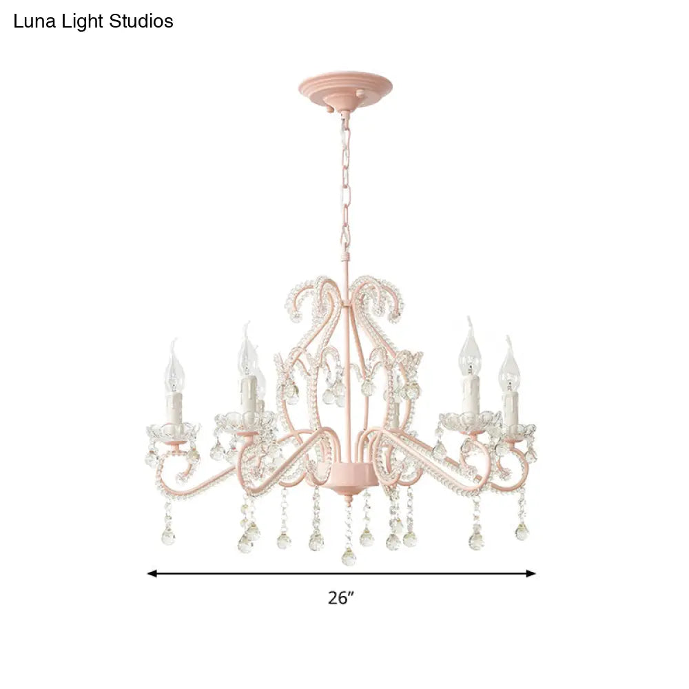 Nordic Style Crystal Chandelier For Girls Bedroom: Elegant Pendant Lighting With Candle Element