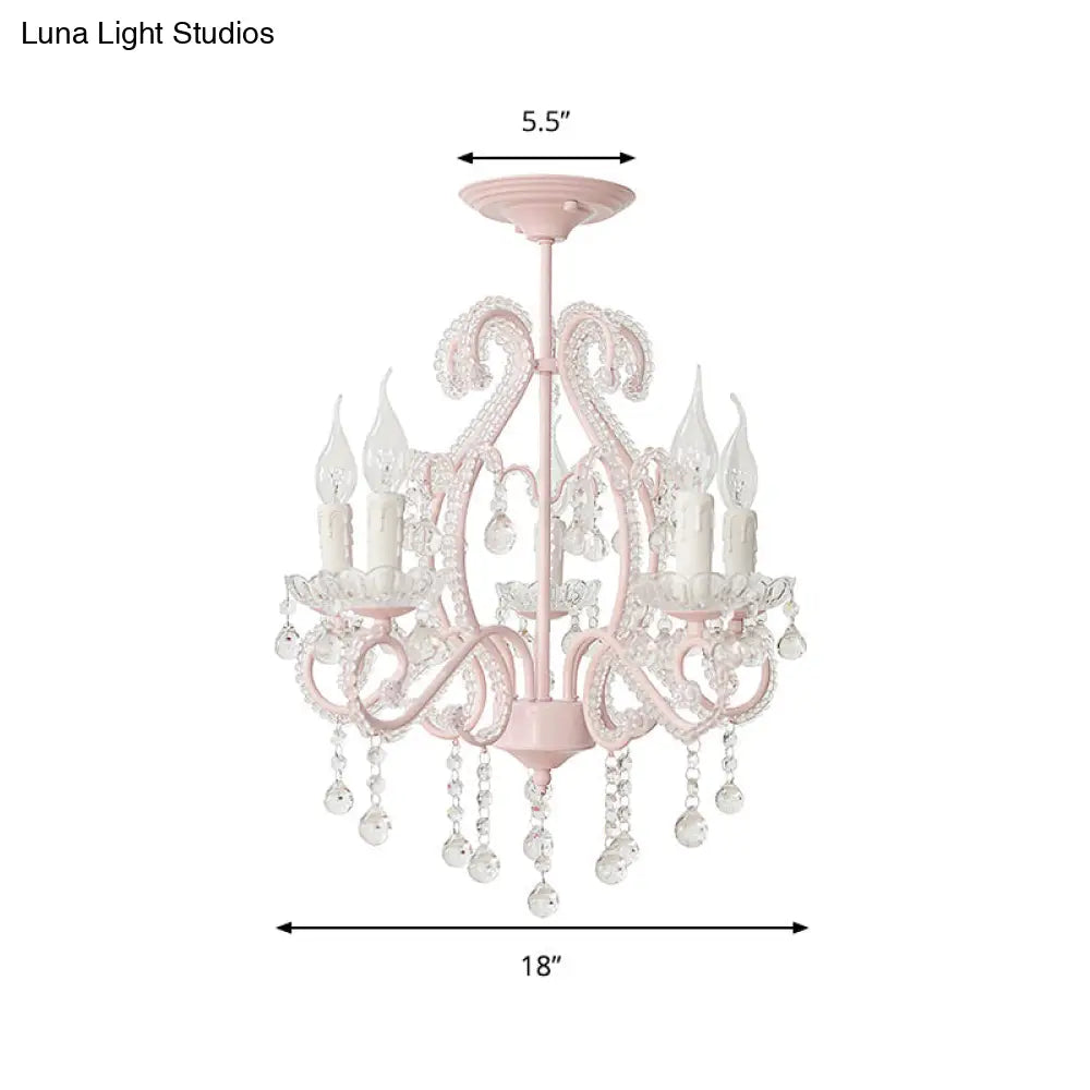Nordic Style Crystal Chandelier For Girls Bedroom: Elegant Pendant Lighting With Candle Element