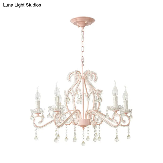 Nordic Style Crystal Chandelier For Girls Bedroom: Elegant Pendant Lighting With Candle Element